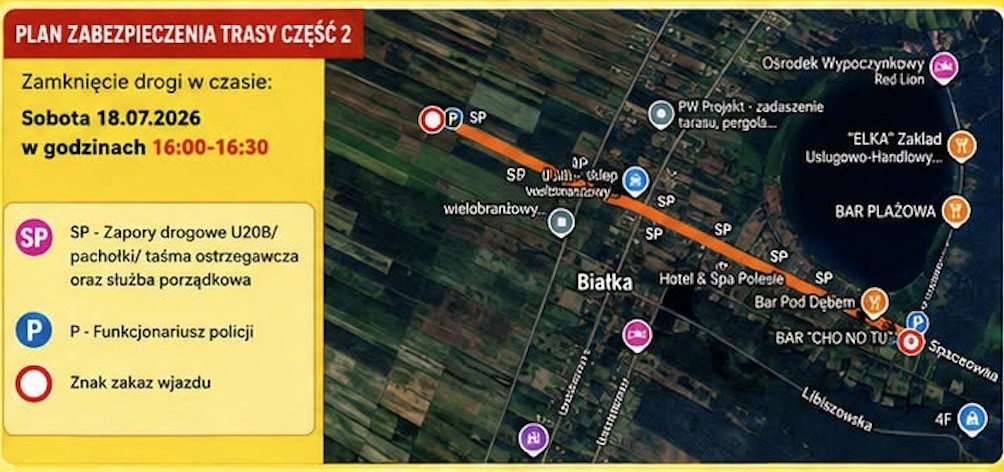 mapa wyłaczeń dróg sobota popołudnie