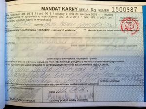 mandat karny na kwote 2500 zł