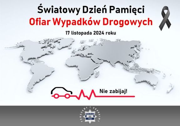 grafika z napisem Światowy Dzień Pamięci Ofiar Wypadków Drogowych