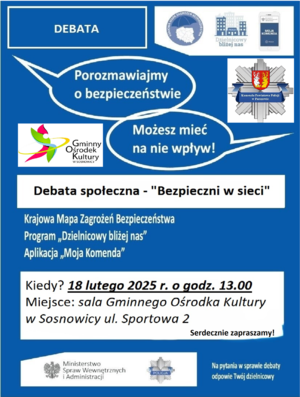 platak z informacjami dotyczącymi miejsca i czasu debaty społecznej