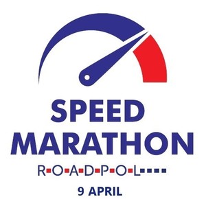 napis speed marathon na białym tle