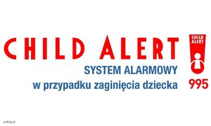 czerwony napis CHILD ALERT odwołany na białym tke