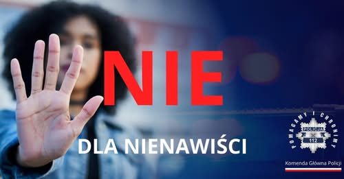 dłoń człowieka i napis NIE DLA NIENAWIŚCI