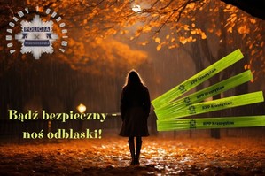 widok postaci po zmroku oraz elementy odblaskowe