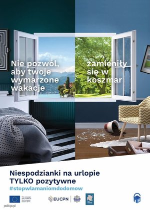 plakat kampanii, gdzie widać otwarte okna i drzwi mieszkania