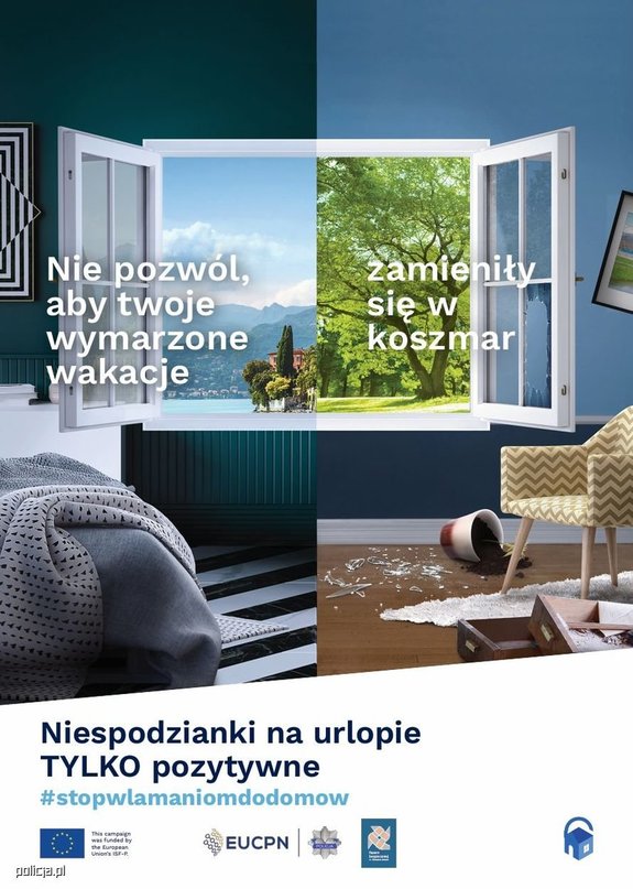 plakat kampanii, gdzie widać otwarte okna i drzwi mieszkania