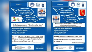 dwa plakaty dotyczące debaty