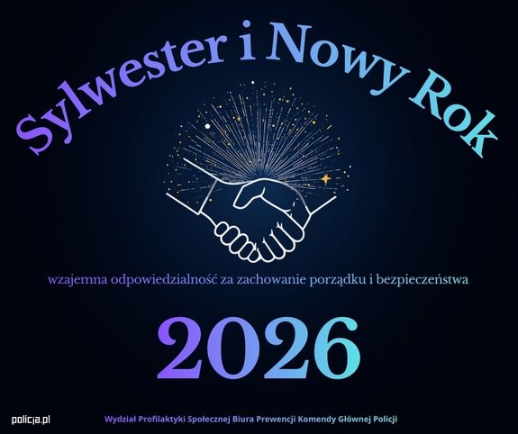 plakat bezpieczny sylwester i Nowy Rok 2026