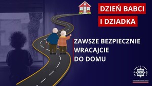 grafika babci i dziadka idących po drodze