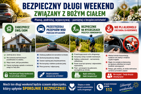 plakat związany z bezpieczeństwem w domu i na drodze